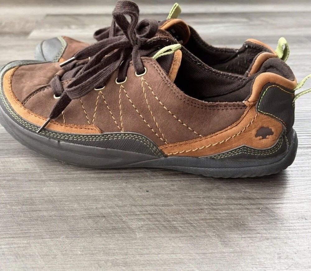 Earth Shoes Womens 9.5 Brown Leather Lace Up Sneakers Comfort Walking Shoes Low - Picture 3 of 8